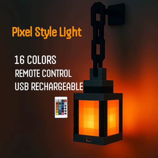 Myworld Pixel Style Wall Night Light USB Creative Chandelier Remote Control 16 Colors for Bedroom Decorative Atmosphere Light